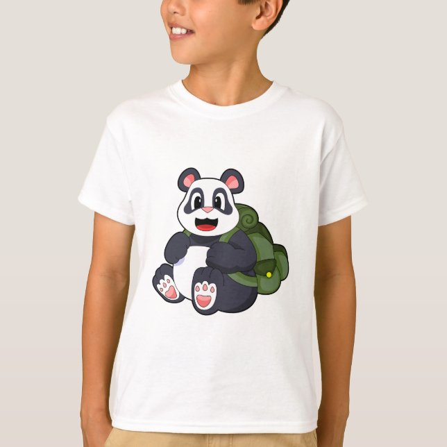 Camiseta Panda como Hiker com mochila (Frente)