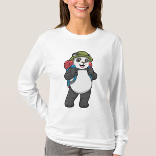 Camiseta Panda como Hiker com mochila
