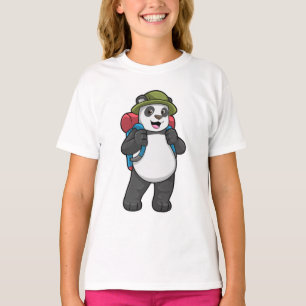 Camiseta Panda como Hiker com mochila