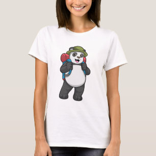 Camiseta Panda como Hiker com mochila