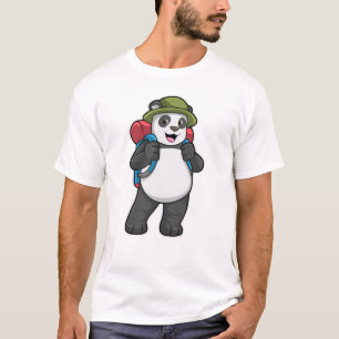 Camiseta Panda como Hiker com mochila