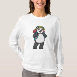 Camiseta Panda como Hiker com mochila