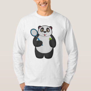 Camiseta Panda como jogador Tênis com raquete Tênis