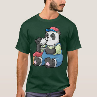 Camiseta Panda como mecânico com caixa de ferramentas