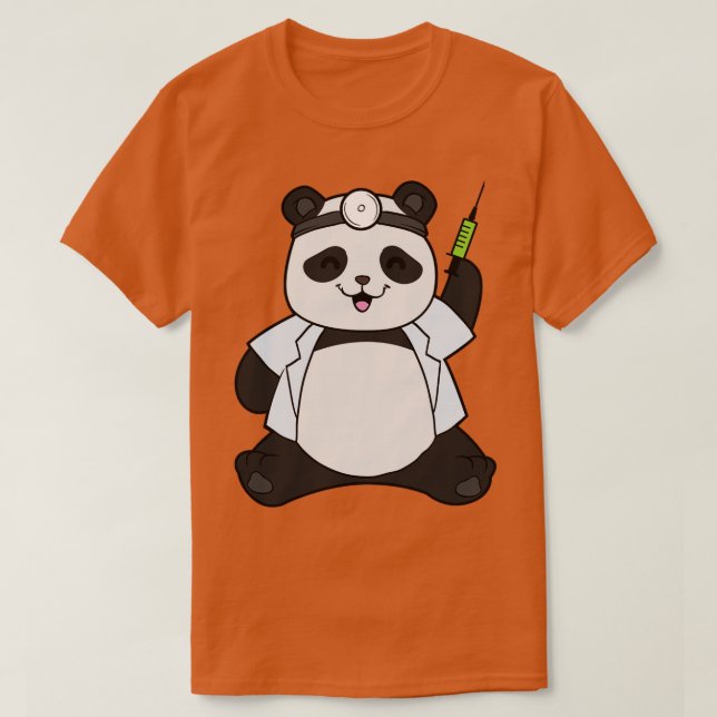 Camiseta Panda como médico com seringa (Frente do Design)