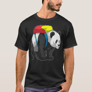 Camiseta Panda como Mochileiro com Mochila 3