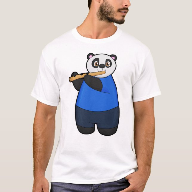 Camiseta Panda como Músico com Flute (Frente)