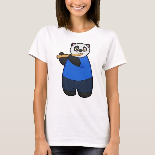 Camiseta Panda como Músico com Flute (Frente)