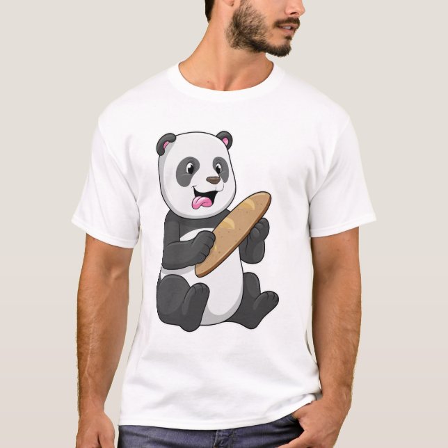 Camiseta Panda como padeiro com pão (Frente)