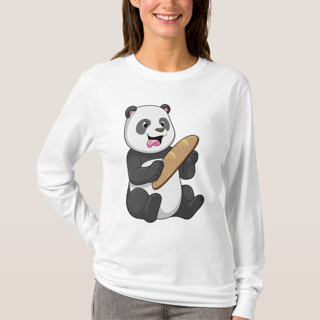 Camiseta Panda como padeiro com pão (Frente)