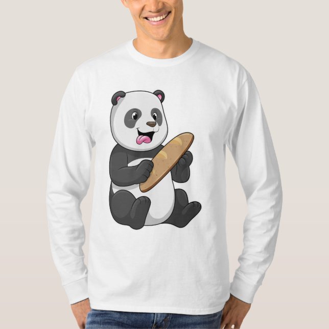 Camiseta Panda como padeiro com pão (Frente)