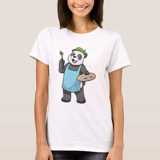 Camiseta Panda como Pincel com Pincel e Cor (Frente)