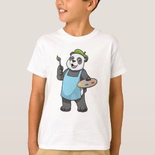 Camiseta Panda como Pincel com Pincel e Cor