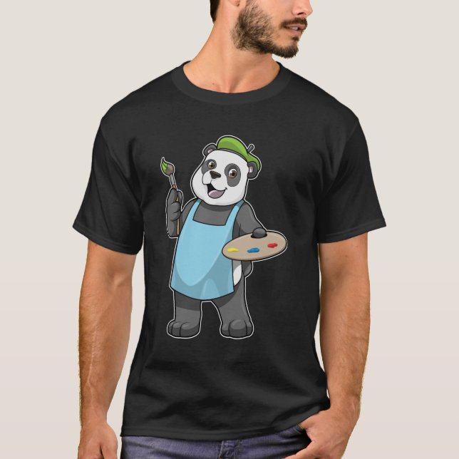 Camiseta Panda como Pincel com Pincel e Cor (Frente)