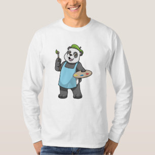 Camiseta Panda como Pincel com Pincel e Cor