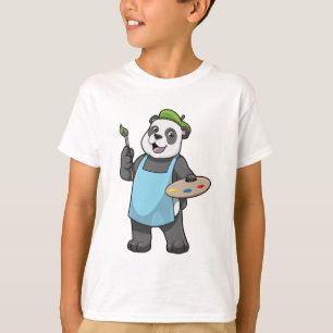 Camiseta Panda como Pincel com Pincel e Cor
