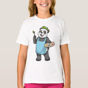 Camiseta Panda como Pincel com Pincel e Cor