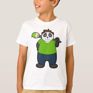 Camiseta Panda como Pintor com Pincel