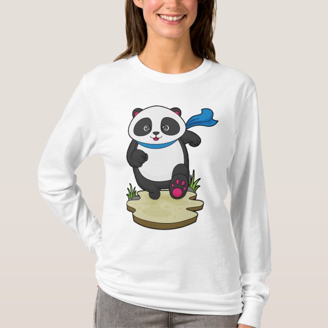 Camiseta Panda como Runner com Scarf (Frente)