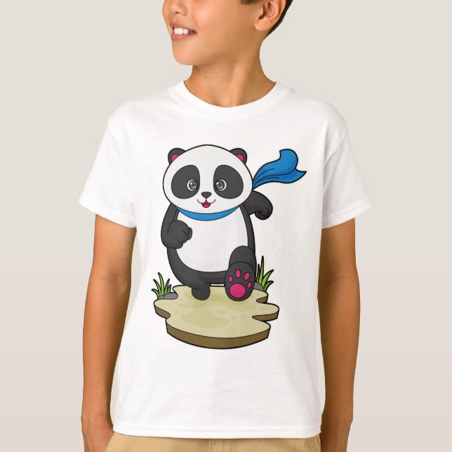 Camiseta Panda como Runner com Scarf (Frente)