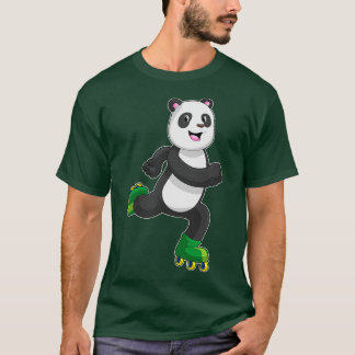 Camiseta Panda como skater em linha com skates Roller