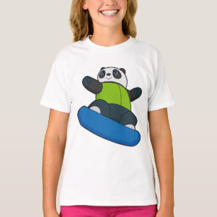Camiseta Panda como Snowboarder com Snowboard
