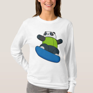 Camiseta Panda como Snowboarder com Snowboard