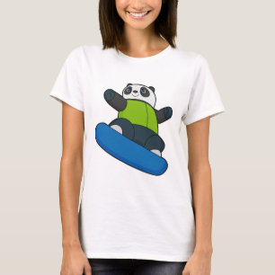 Camiseta Panda como Snowboarder com Snowboard