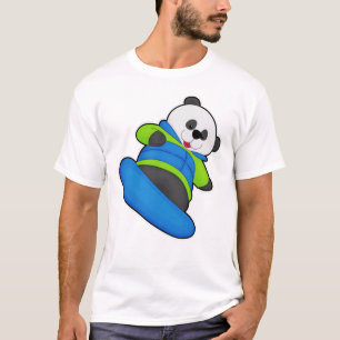 Camiseta Panda como Snowboarder com Snowboard