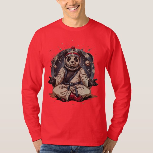 Camiseta Panda Cósmica: Resfriar antes de combater (Frente)