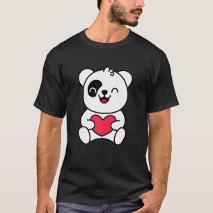 Camiseta Panda Cute Panda Segurando Coração