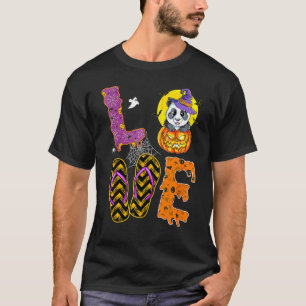 Camiseta Panda de Amor de Halloween Chapéu de Bruxa Zelador