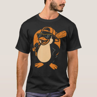 Camiseta Panda de Baseball Pinguim Jogando Baseball