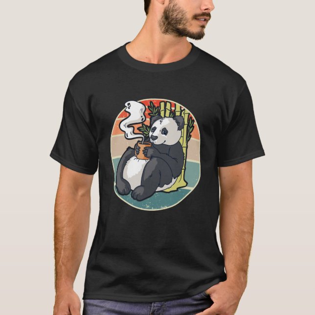 Camiseta Panda de bebendo de café (Frente)