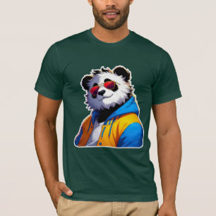 Camiseta Panda de Desenho Animado Elegante