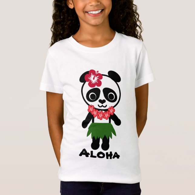 Camiseta Panda de Hula - boneca das meninas (cabida) (Frente)