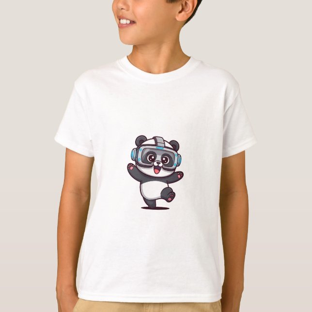 Camiseta Panda de Jogos de VR Realidade Virtual Infantil (Frente)