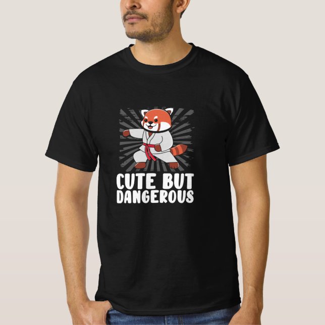 Camiseta Panda de karatê vermelho doce (Frente)