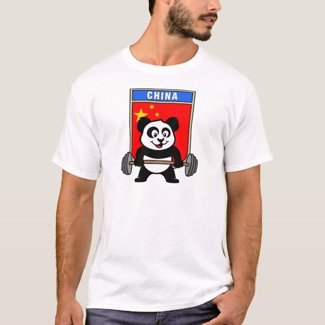 Camiseta Panda de Levantamento de Peso da China (Frente)