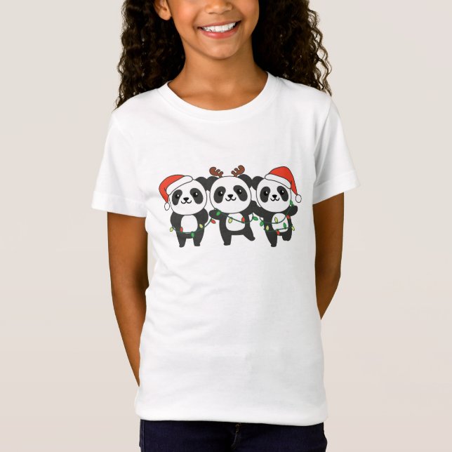 Camiseta Panda de Natal Animais Cujos Pandas (Frente)