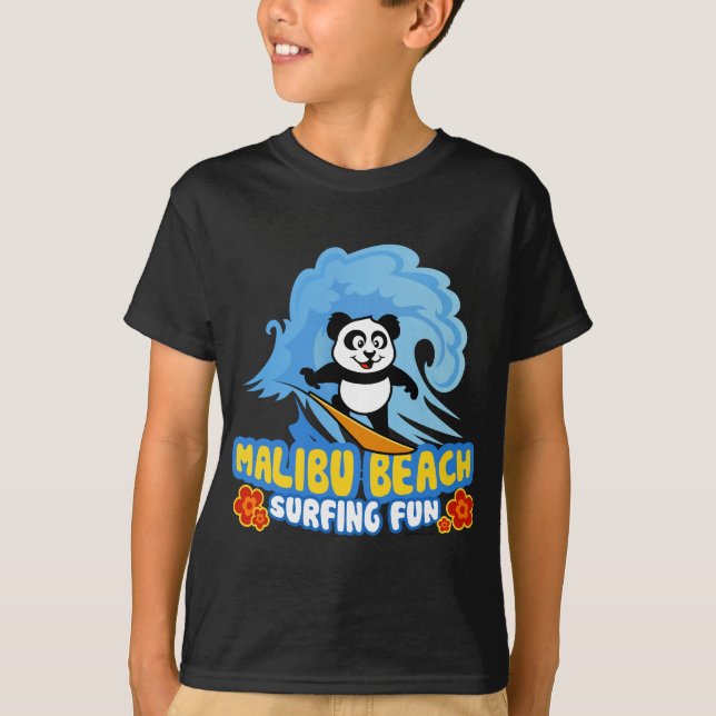Camiseta Panda de Navegação na Praia de Malibu (Frente)
