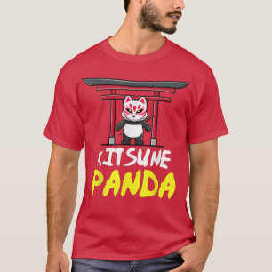 Camiseta Panda de Otaku Vestindo uma máscara de Kitsune tra
