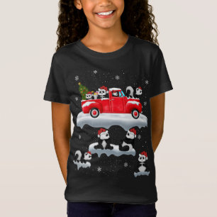 Camiseta Panda dirigindo árvore de Natal Caminhão Vermelho