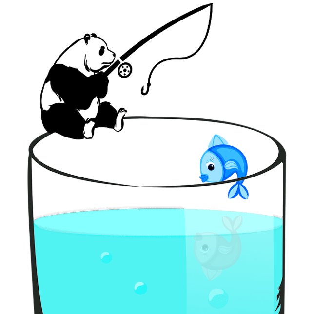 Camiseta Panda Divertido Pescando Num Copo De Água (Criador carregado)