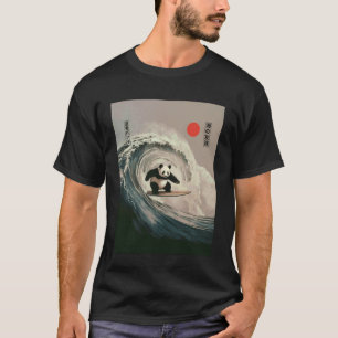 Camiseta Panda Divertido Surfando Dito Onda Japonesa Meme H