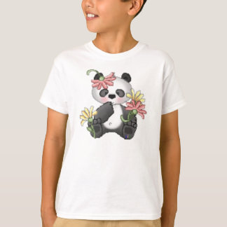 Camiseta Panda do bebê com flores