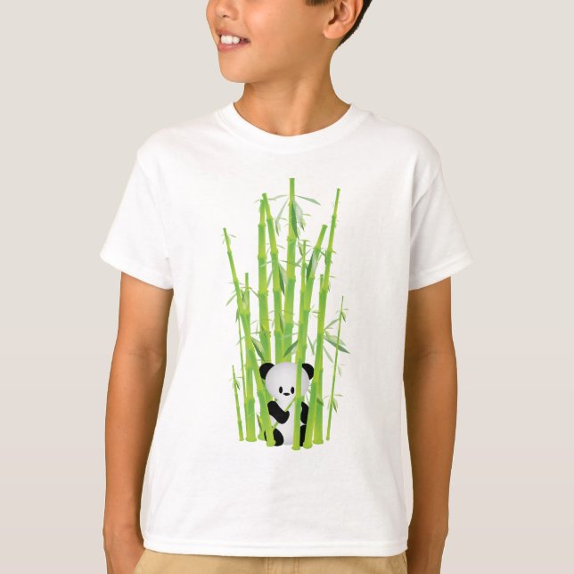 Camiseta Panda do bebê na floresta de bambu (Frente)