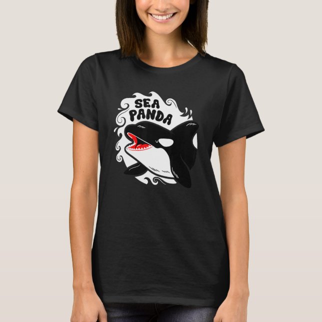 Camiseta Panda do Mar Mas Substitua Bambu Com Focas Baleia  (Frente)