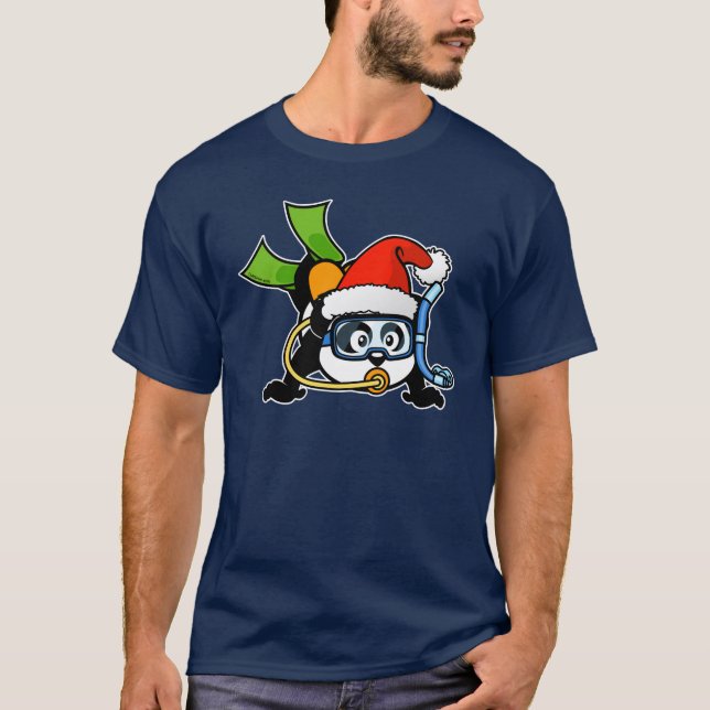Camiseta Panda do mergulhador do papai noel (Frente)