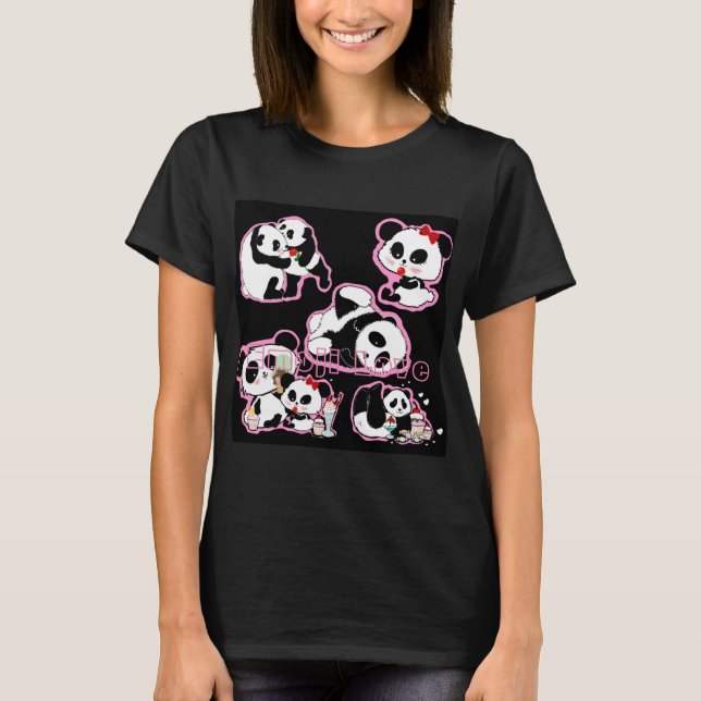 Camiseta Panda Doodles Kawaii (Frente)